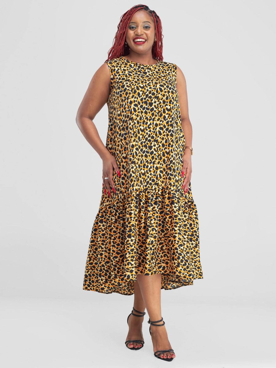 Dana ShortSleeved Maxi dress - Yellow, Black