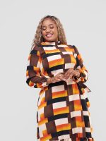 Lizola_Efetobo Maxi Dress_Orange&Cream&Yellow02