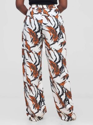 Ahunna Palazzo Pants - White, Black, Orange