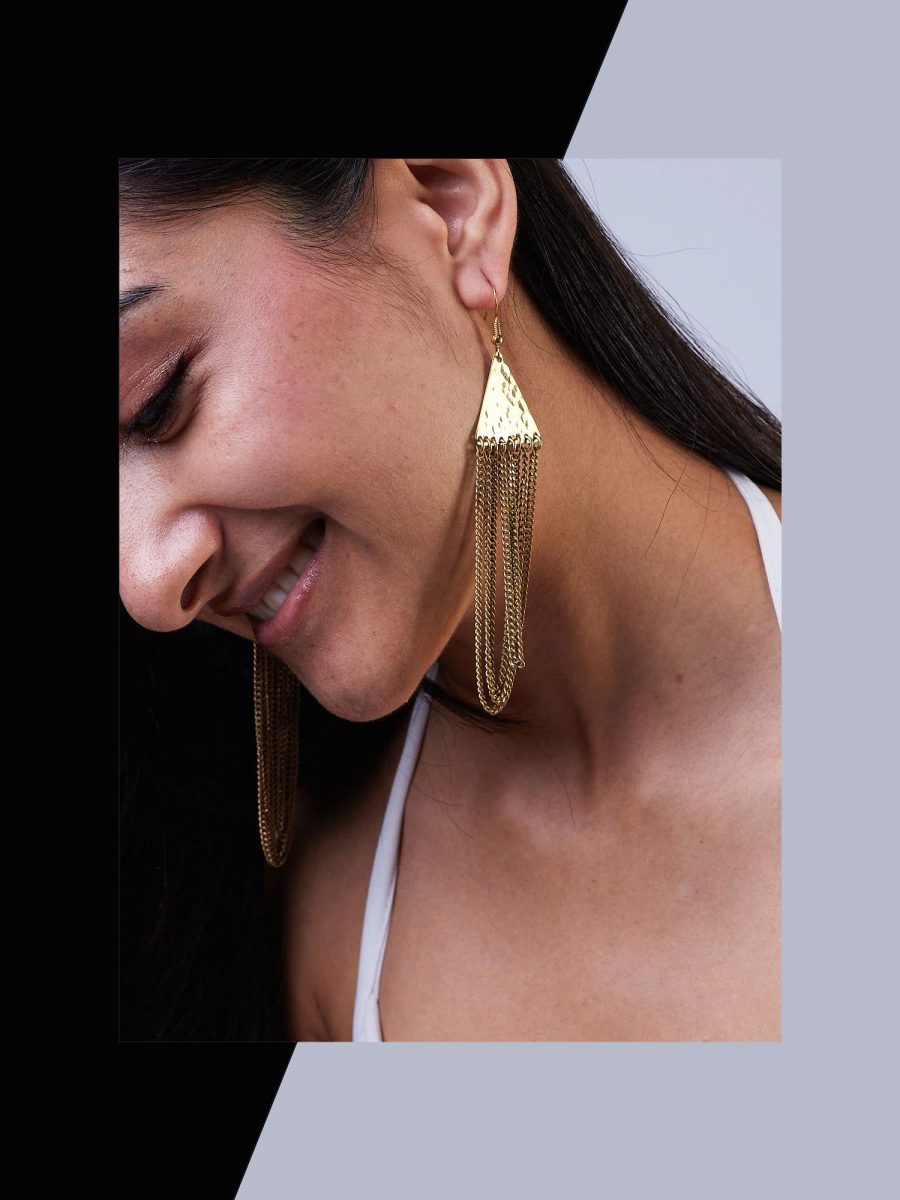 Aluoch Chained Earrings - Brass with Polisher